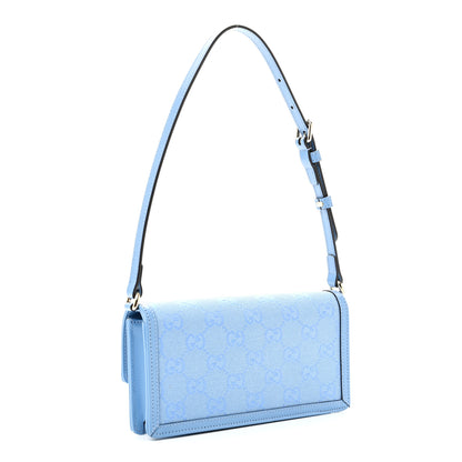 Gucci GG Monogram Scratch Lux Calfskin Mini Luce Shoulder Bag Blue 3 of 10