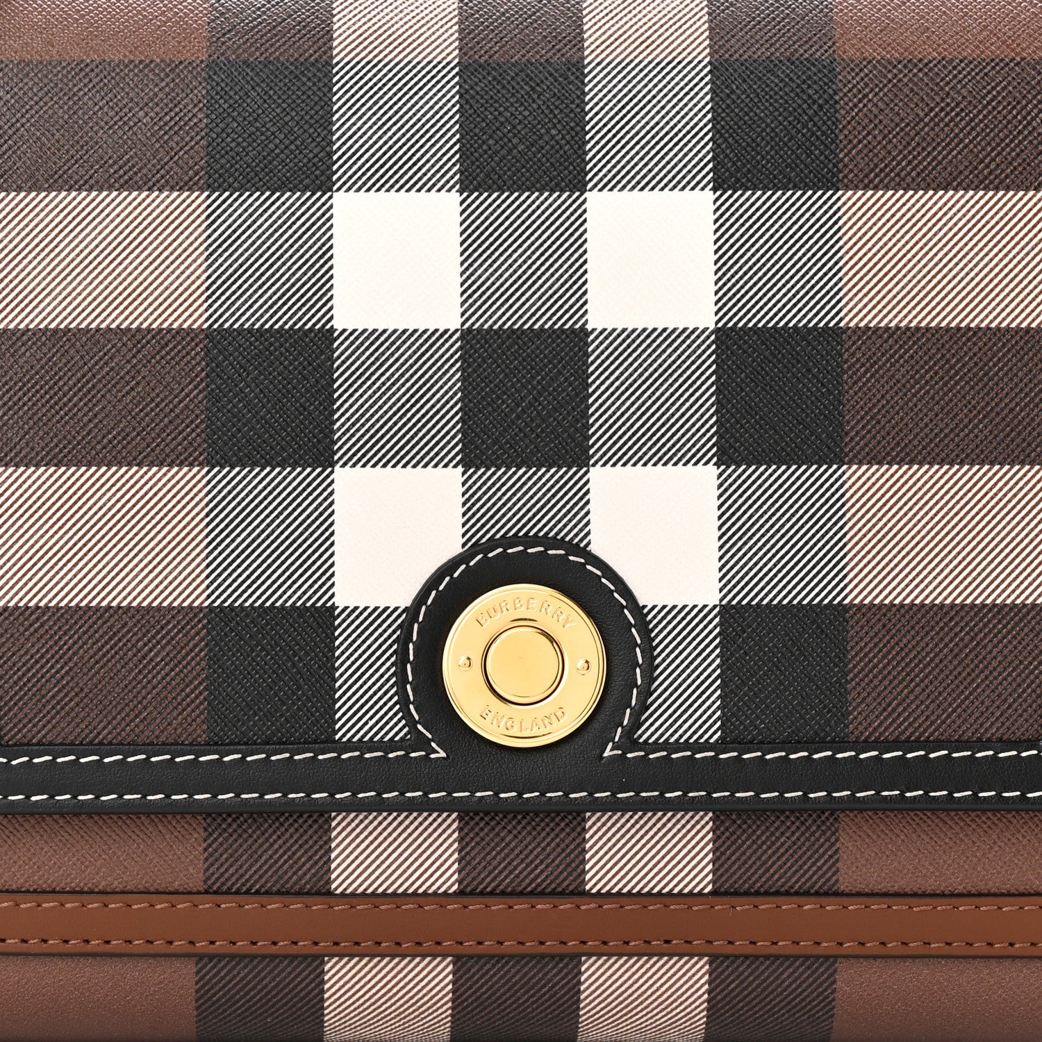 Burberry Calfskin Giant Check E-Canvas Note Crossbody Bag Dark Birch Brown 7 of 10