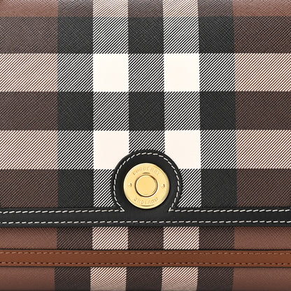 Burberry Calfskin Giant Check E-Canvas Note Crossbody Bag Dark Birch Brown 7 of 10