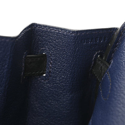 Hermes Ostrich Bi-Color Birkin 25 Bleu Iris Black 7 of 11