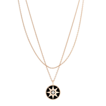 Christian Dior 18K Rose Gold Diamond Black Onyx Rose Des Vents Medallion Necklace 1 of 7