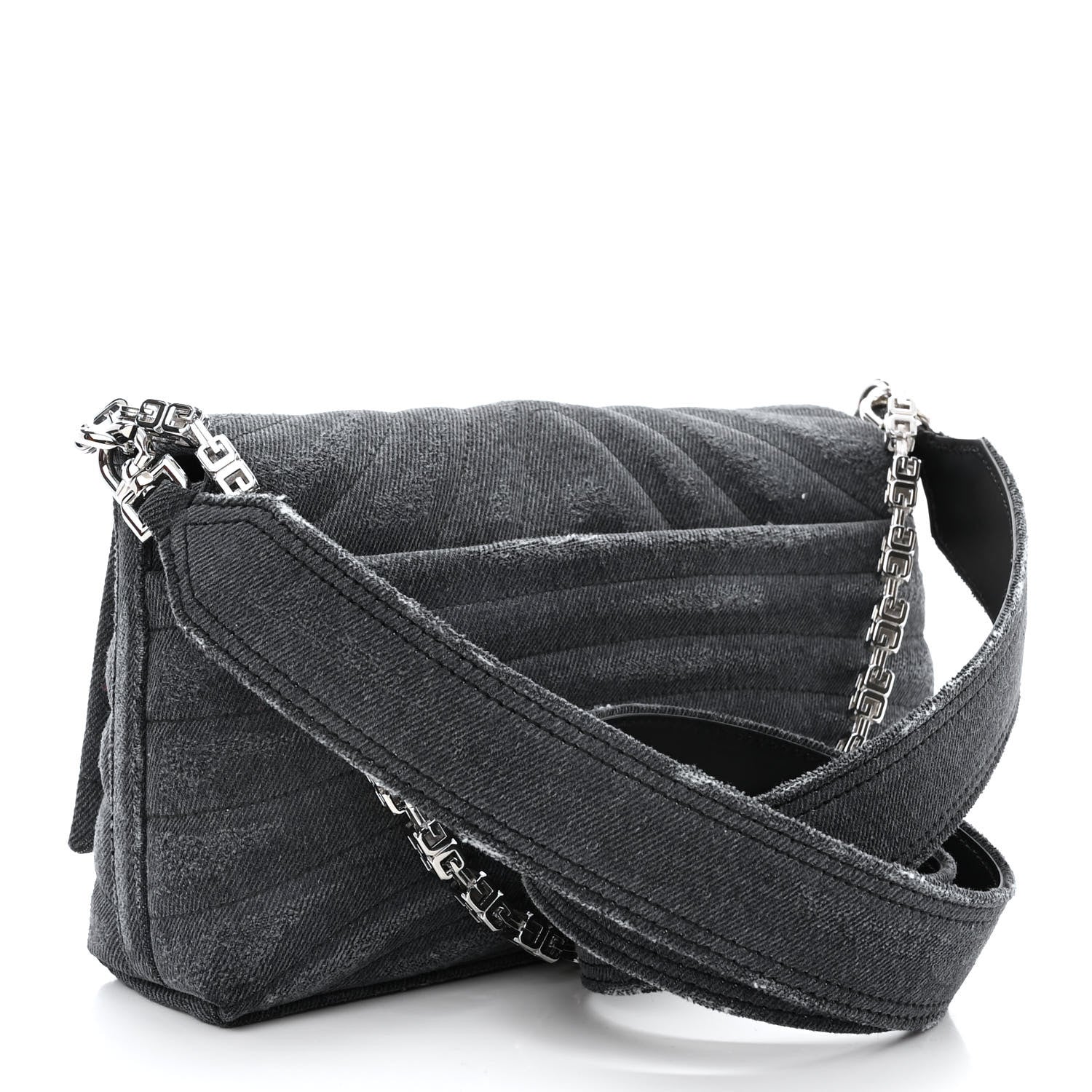 Givenchy Distressed Denim Quilted Small 4G Shoulder Bag Black 3 of 9