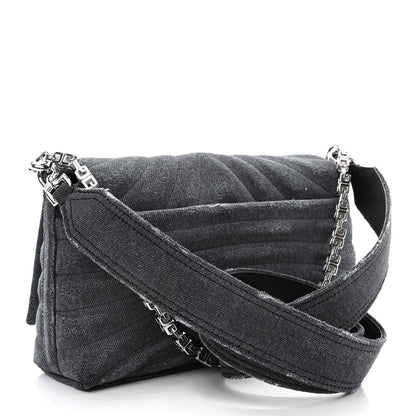 Givenchy Distressed Denim Quilted Small 4G Shoulder Bag Black 3 of 9