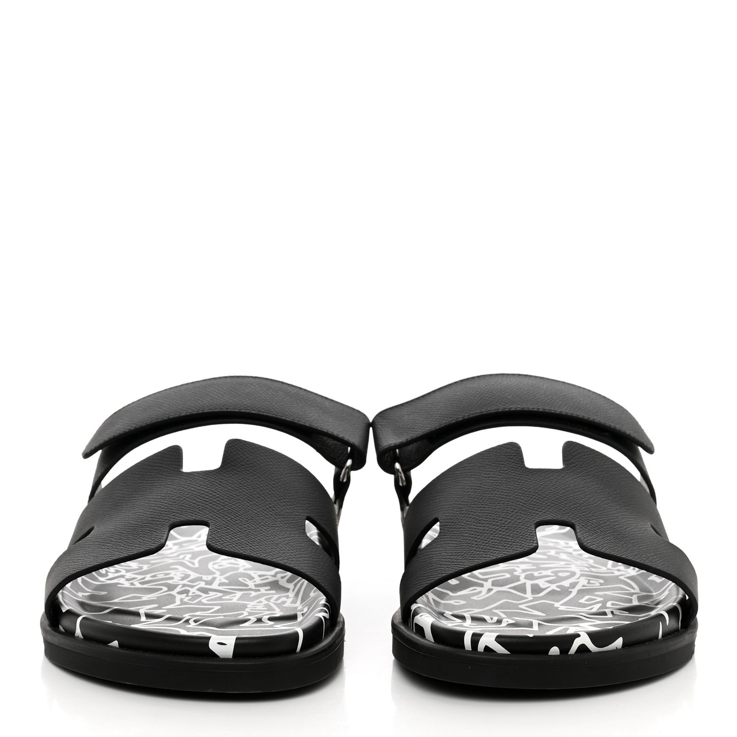 Epsom Calfskin Graff Hermes Mens Chypre Sandals 44 Black