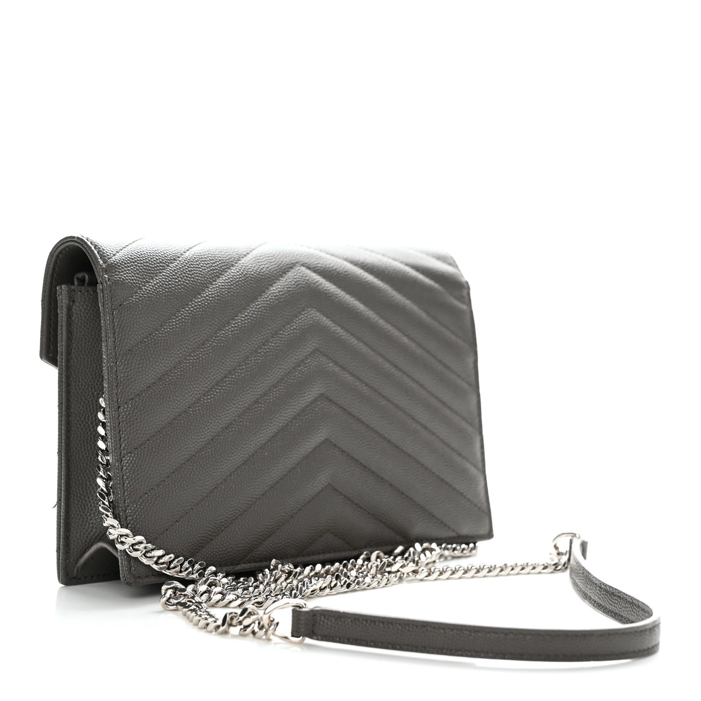 Grain De Poudre Matelasse Chevron Monogram Envelope Chain Wallet Coal