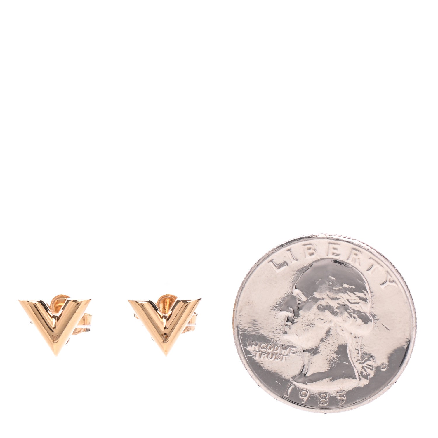 Louis Vuitton Brass Essential V Stud Earrings Gold 2 of 6