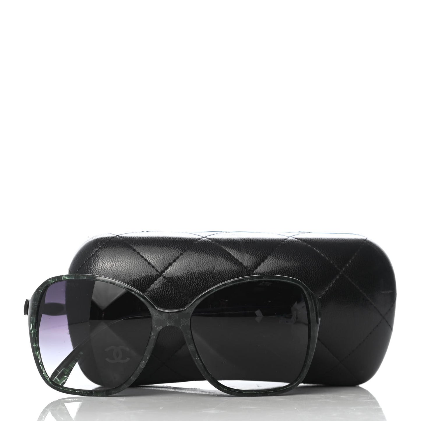 Acetate CC Tweed Effect Bow Sunglasses 5205 Green