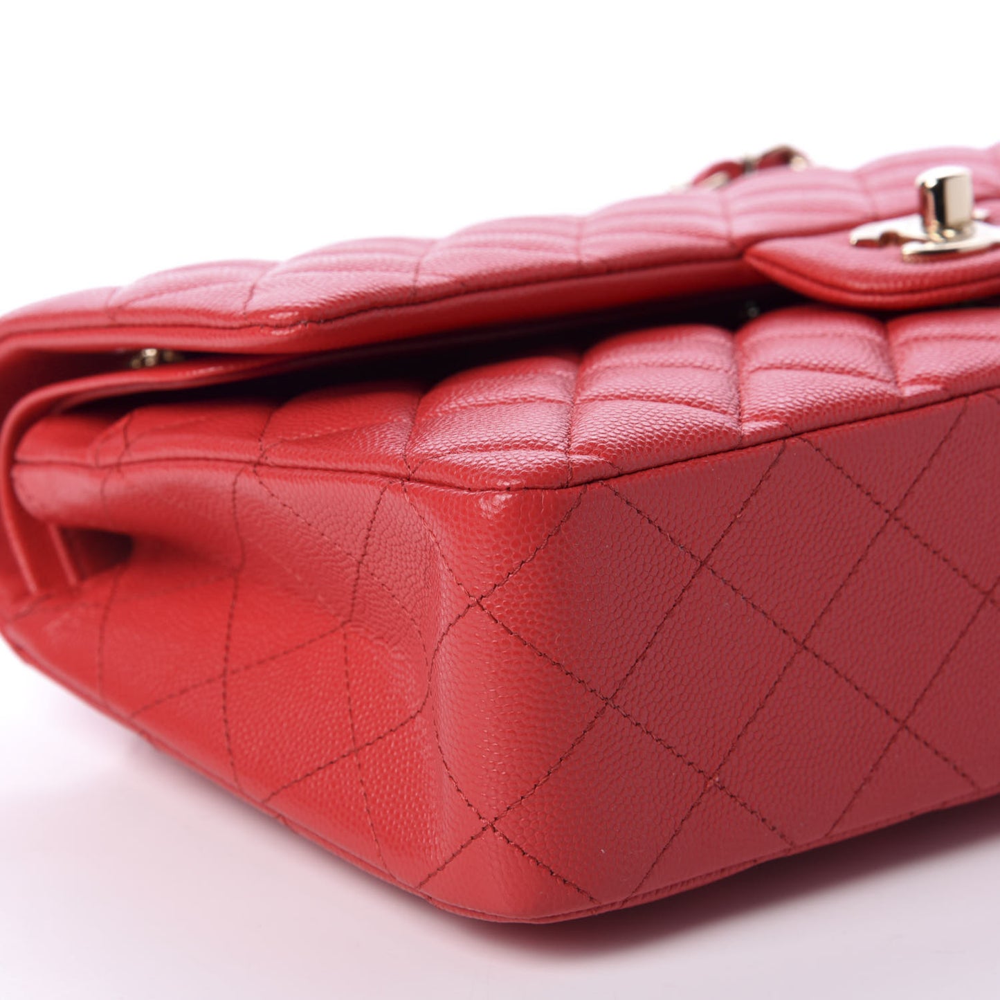 Caviar Quilted Medium Double Flap Red