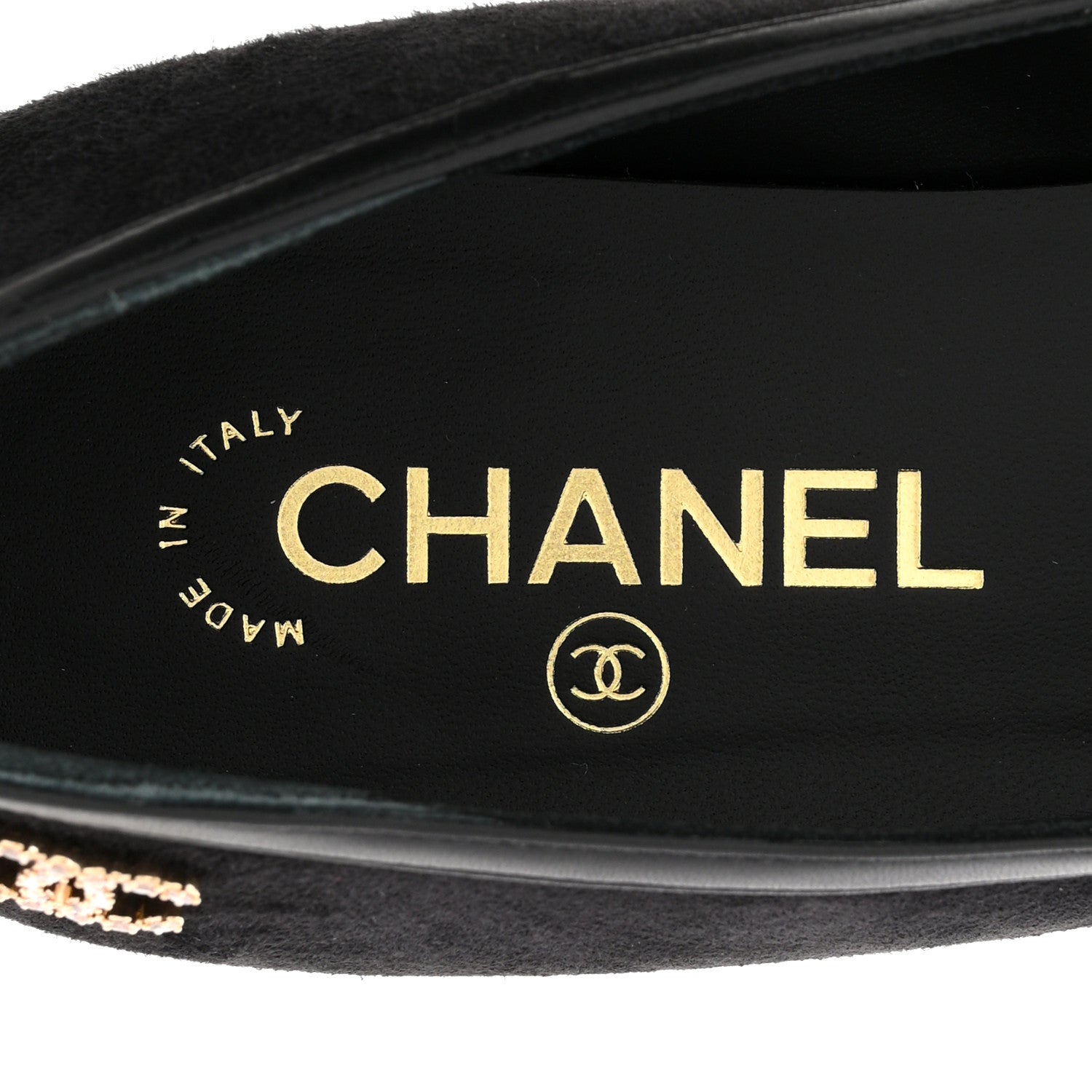 Chanel Suede Kidskin Lambskin Patent Calfskin Crystal CC Cap Toe Flats 40 Black 8 of 10