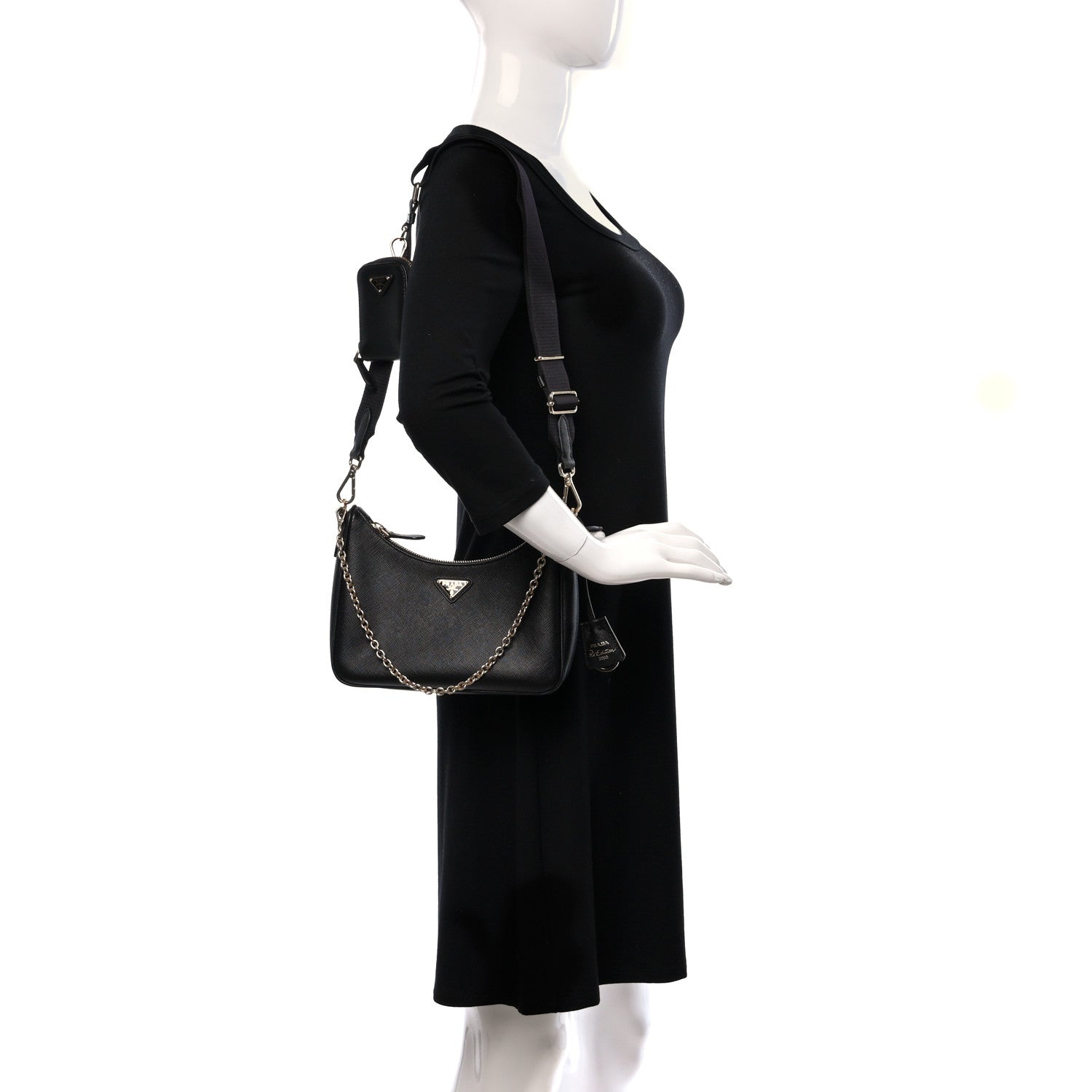 Prada Saffiano Lux Re-Edition 2005 Shoulder Bag Black 2 of 12