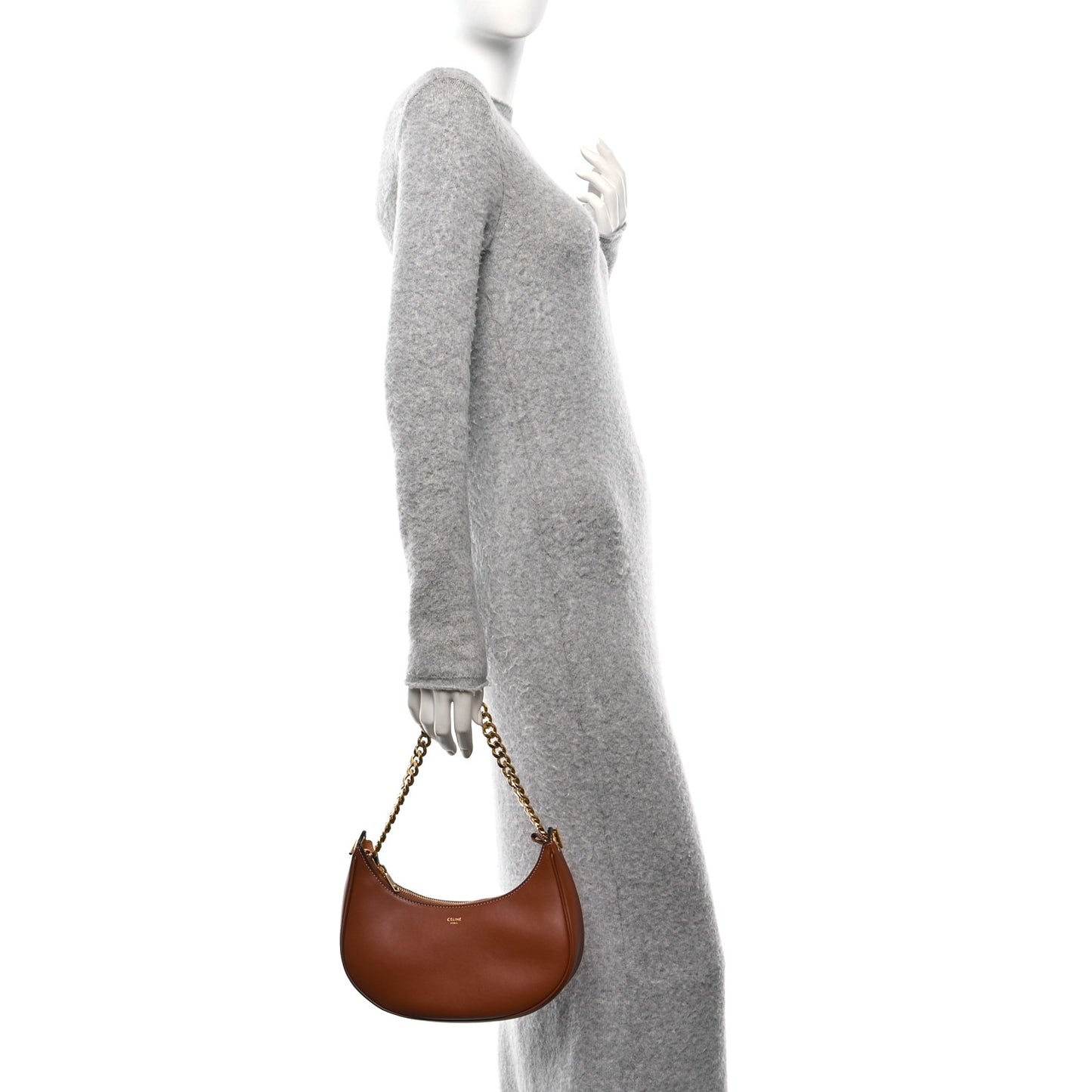 Smooth Calfskin Medium Chain Strap Ava Shoulder Bag Tan
