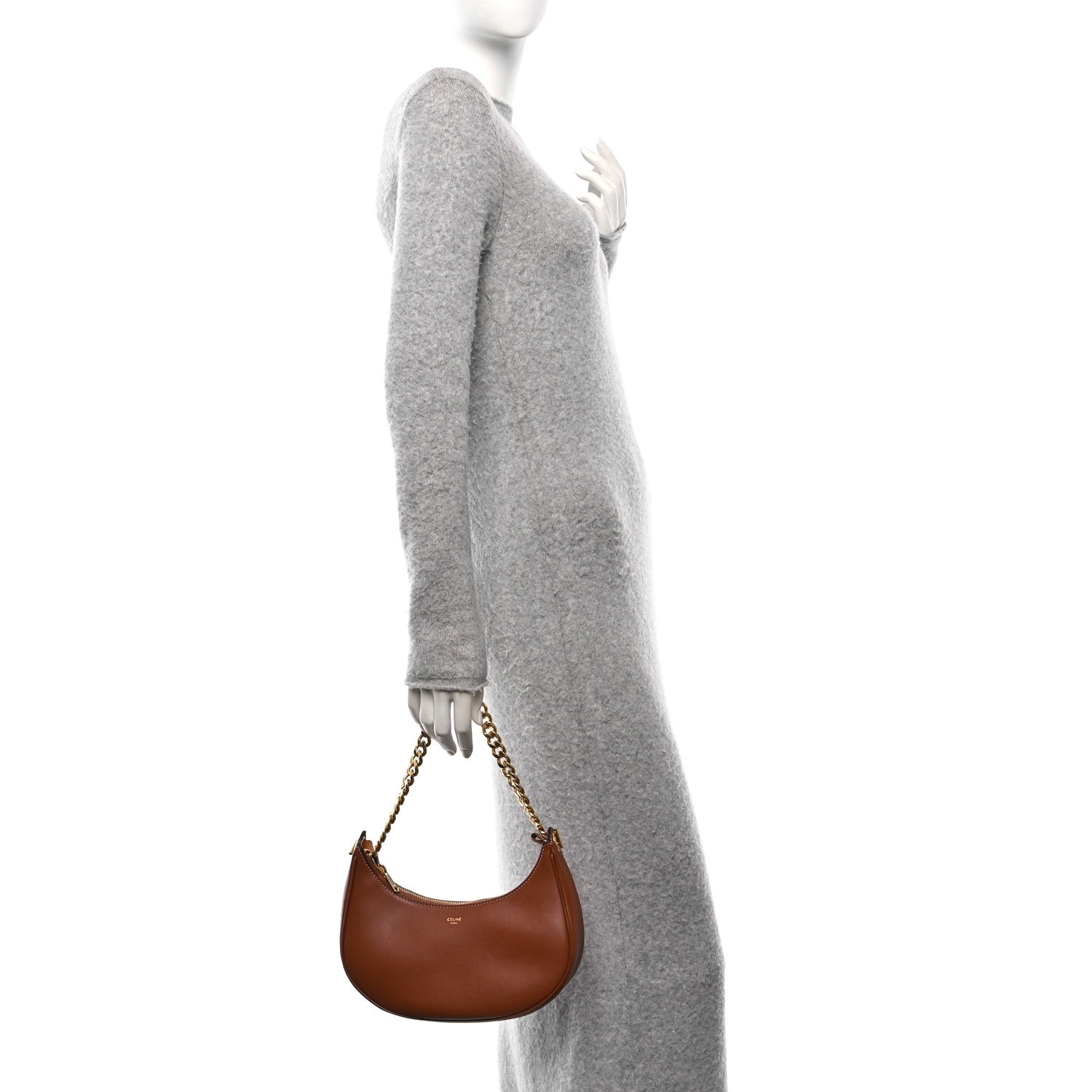 Celine Smooth Calfskin Medium Chain Strap Ava Shoulder Bag Tan 2 of 9