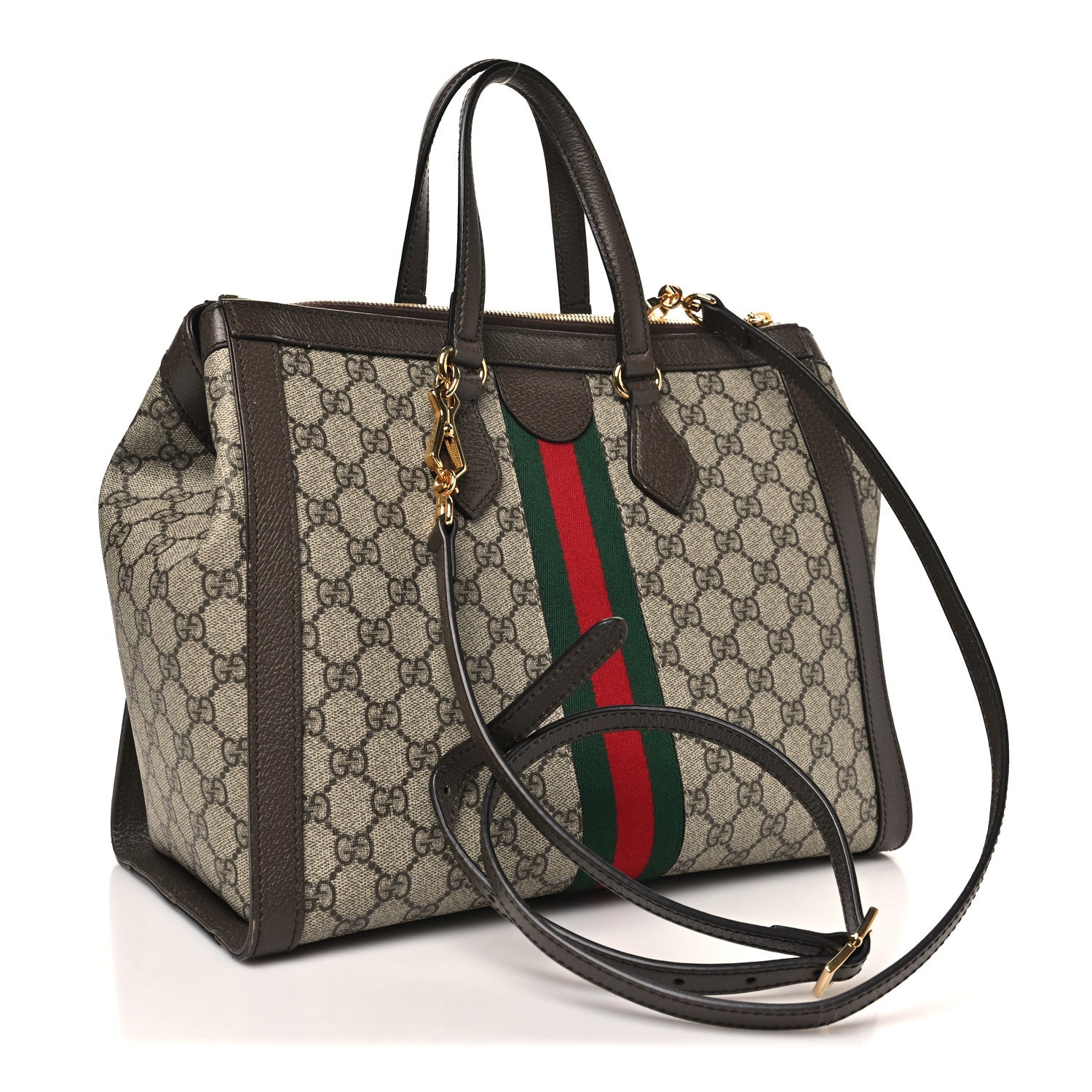 Gucci GG Supreme Monogram Web Medium Ophidia Tote Bag Brown 3 of 11