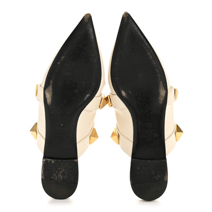 Valentino Garavani Calfskin Roman Stud Flat Mules 36.5 Light Ivory 6 of 12