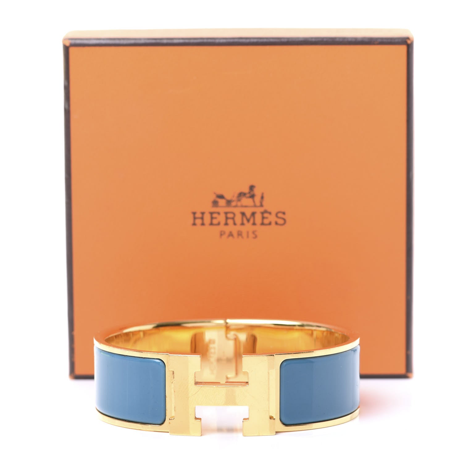 Hermes Enamel Wide Clic Clac H Bracelet GM Bleu 5 of 5