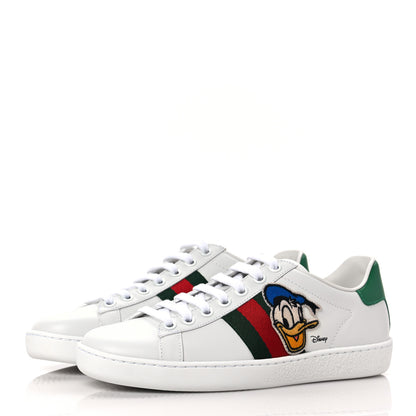 Gucci X DISNEY Calfskin Miro Soft Web Donald Duck Womens Ace Sneakers 35 White New Shamarock 3 of 9