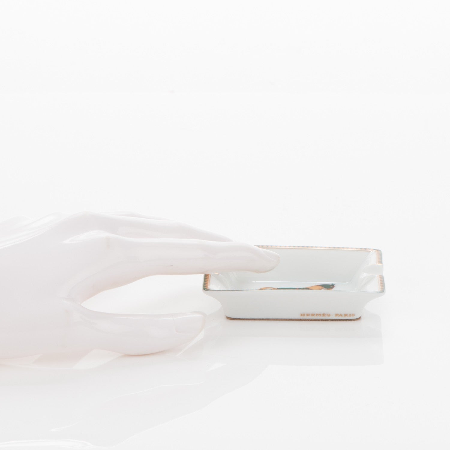 Hermes Porcelain Mini Chevaux A La Couverture Ashtray 2 of 5