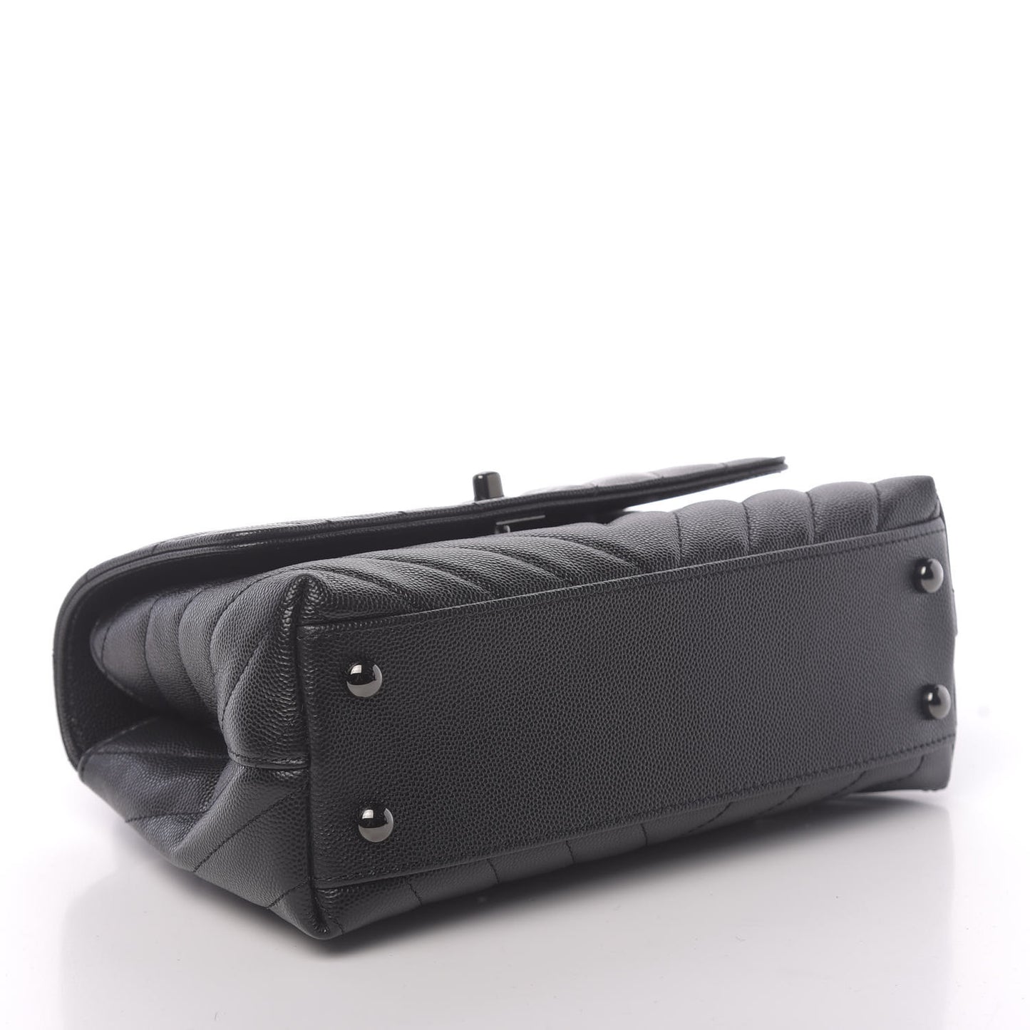 Caviar Chevron Quilted Mini Coco Handle Flap So Black