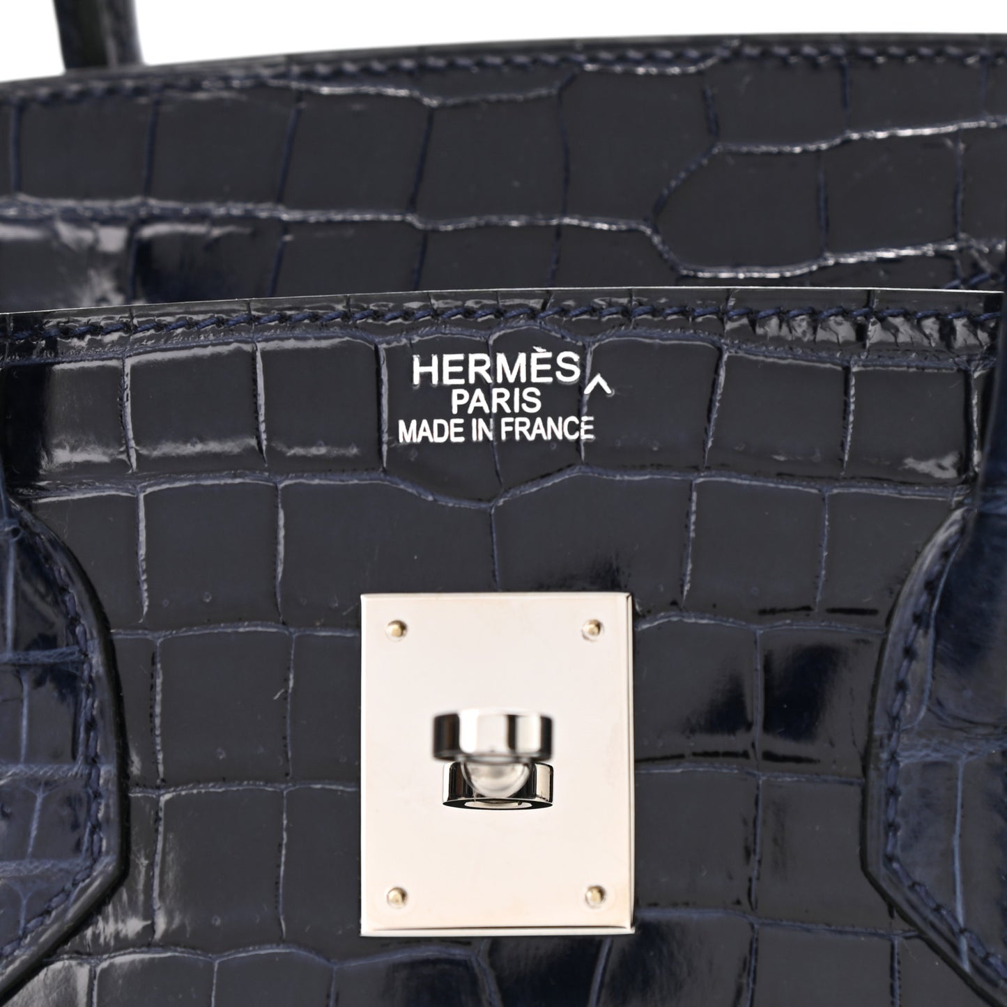 Shiny Porosus Crocodile Birkin 35 Bleu Abysse