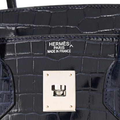 Hermes Shiny Porosus Crocodile Birkin 35 Bleu Abysse 5 of 10
