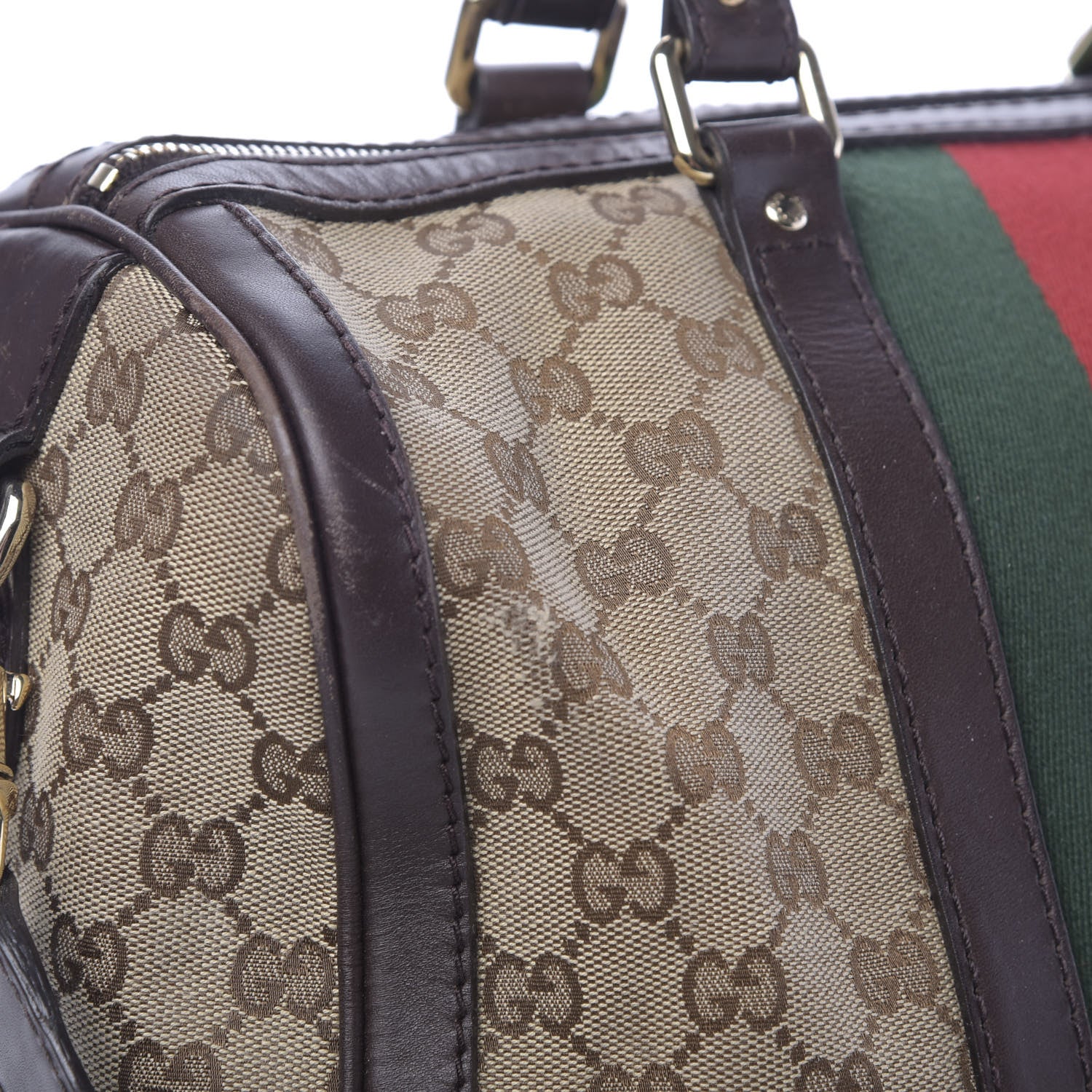 Gucci Monogram Vintage Web Medium Boston Dark Brown 14 of 14