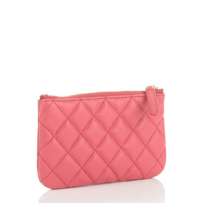 Chanel Iridescent Caviar Quilted Small Cosmetic Case Dark Pink 3 of 7