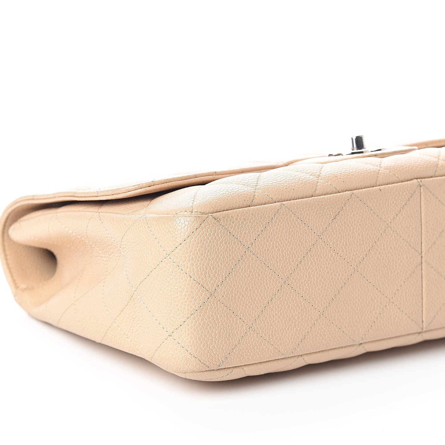Caviar Quilted Jumbo Single Flap Beige Clair