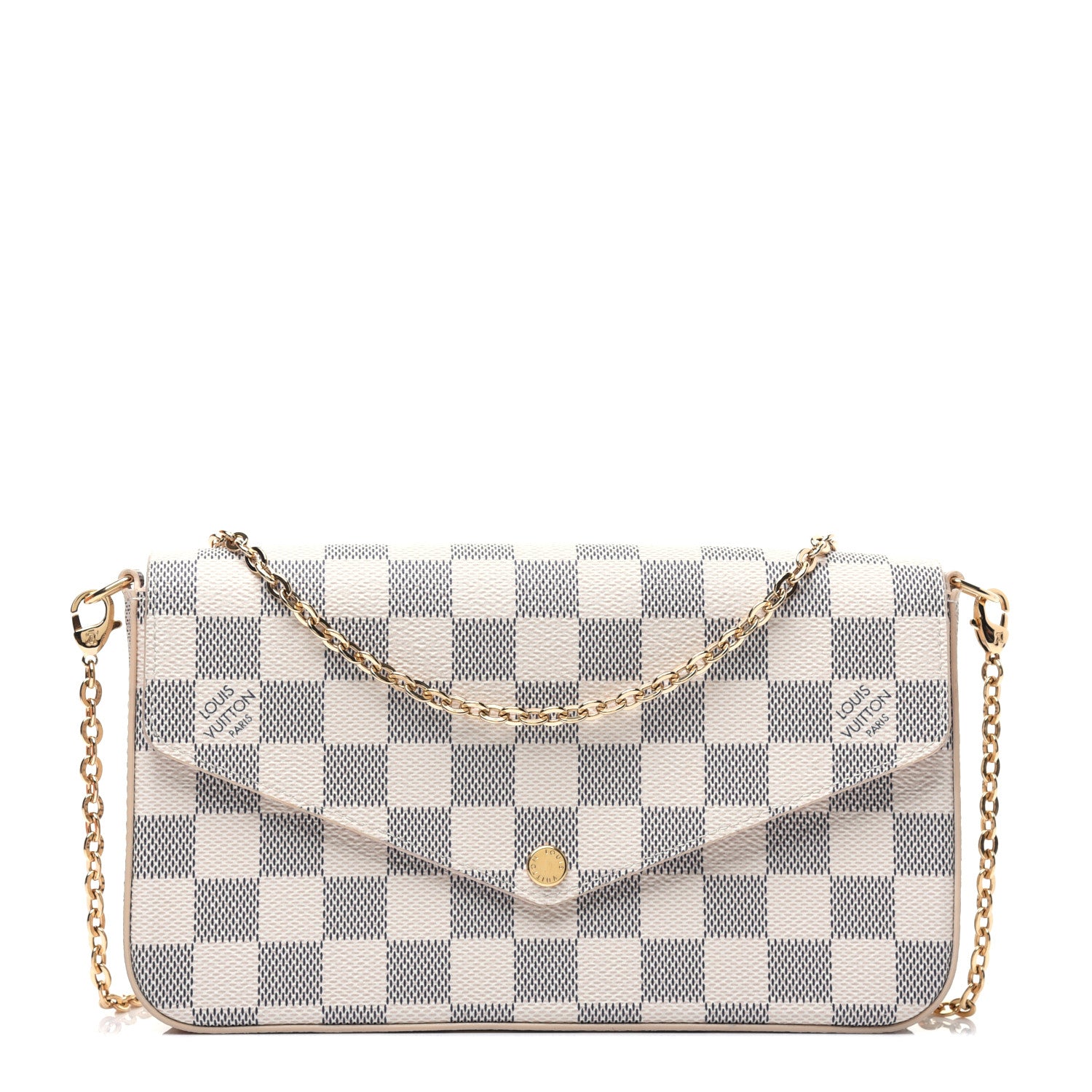 Louis Vuitton Damier Azur Pochette Felicie Chain Wallet Rose Ballerine 1 of 14