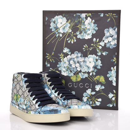 Gucci GG Supreme Monogram Blooms Mens High Top Sneakers 9.5 Beige Blue 9 of 9