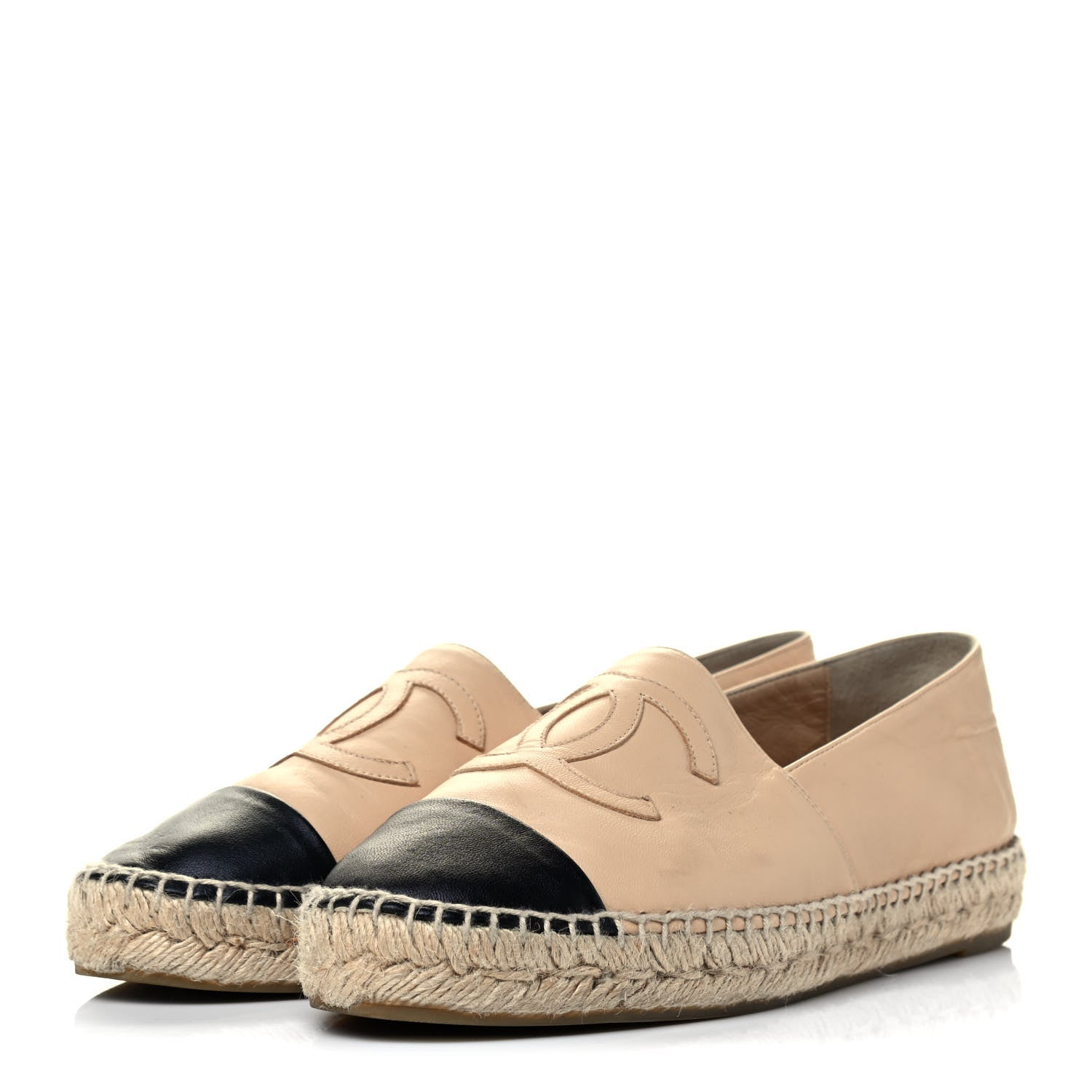 Chanel Lambskin CC Espadrilles 39 Beige Black 3 of 9