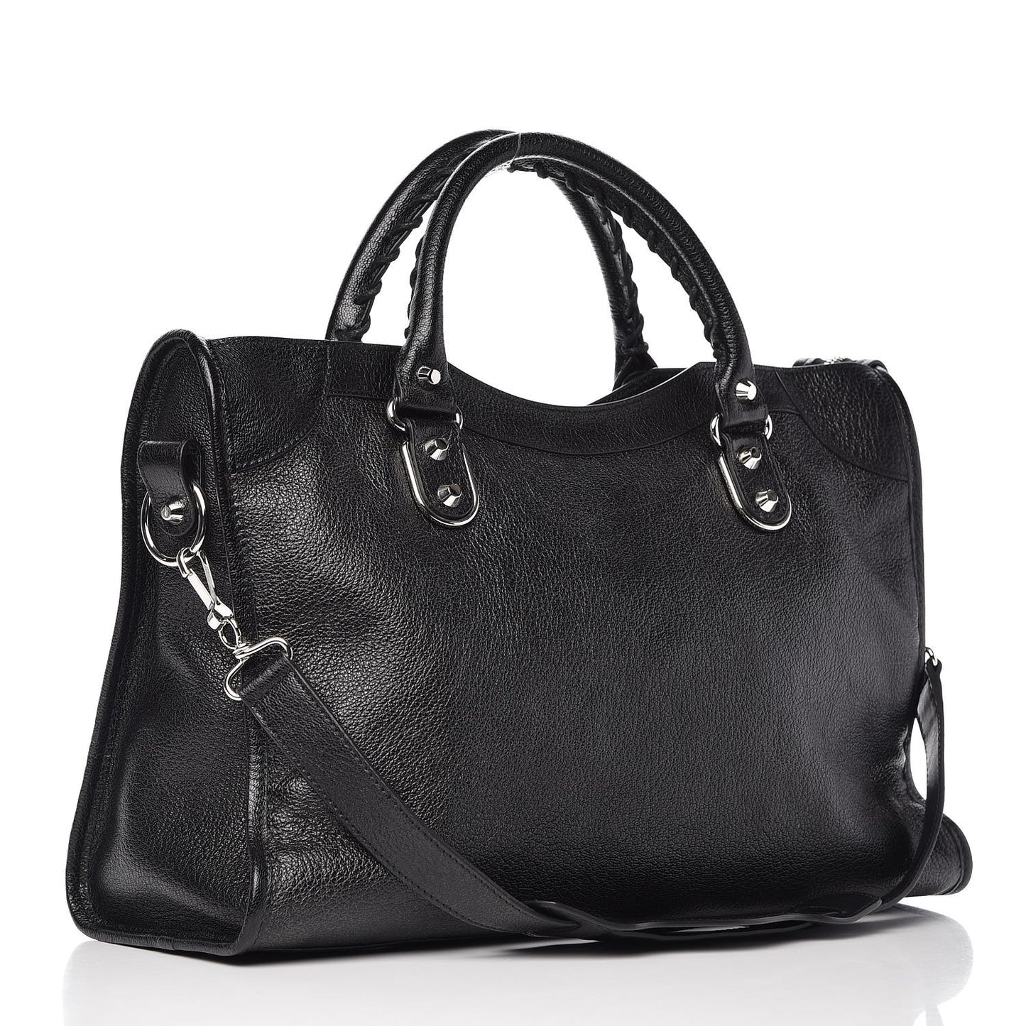 Chevre Silver Metallic Edge Hardware City Black