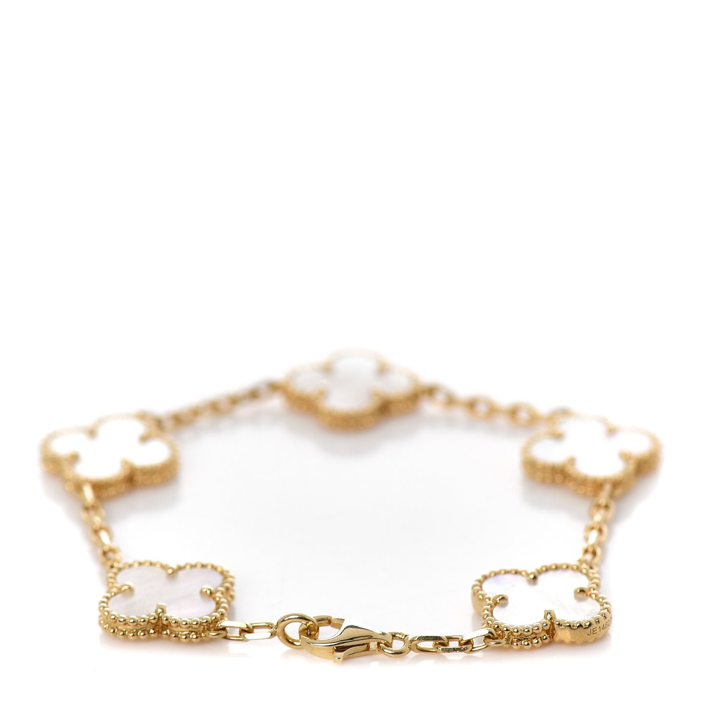 18K Yellow Gold Mother of Pearl 5 Motifs Vintage Alhambra Bracelet