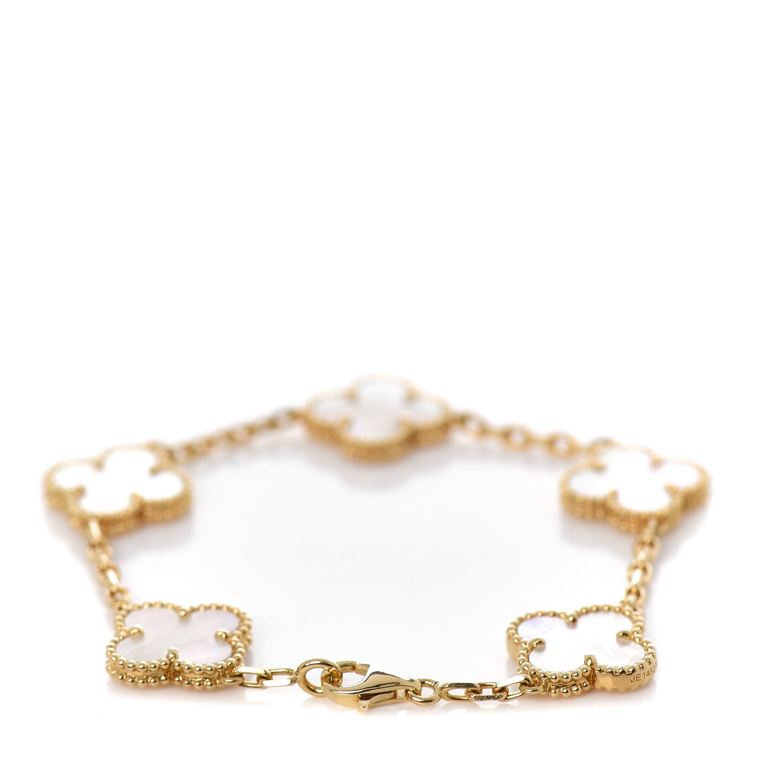 Van Cleef & Arpels 18K Yellow Gold Mother of Pearl 5 Motifs Vintage Alhambra Bracelet 3 of 5
