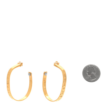 Louis Vuitton Metal Nanogram Hoop Earrings Gold 2 of 5