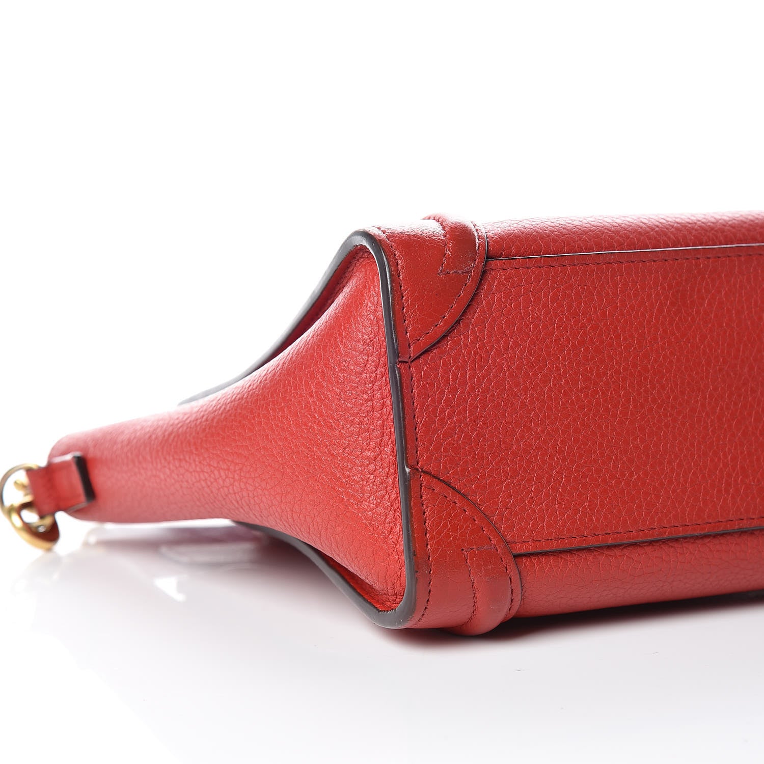 Celine Drummed Calfskin Nano Luggage Coquelicot 5 of 15