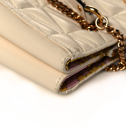 Versace Nappa Barocco Quilted Virtus Chain Shoulder Bag Ecru 12 of 19