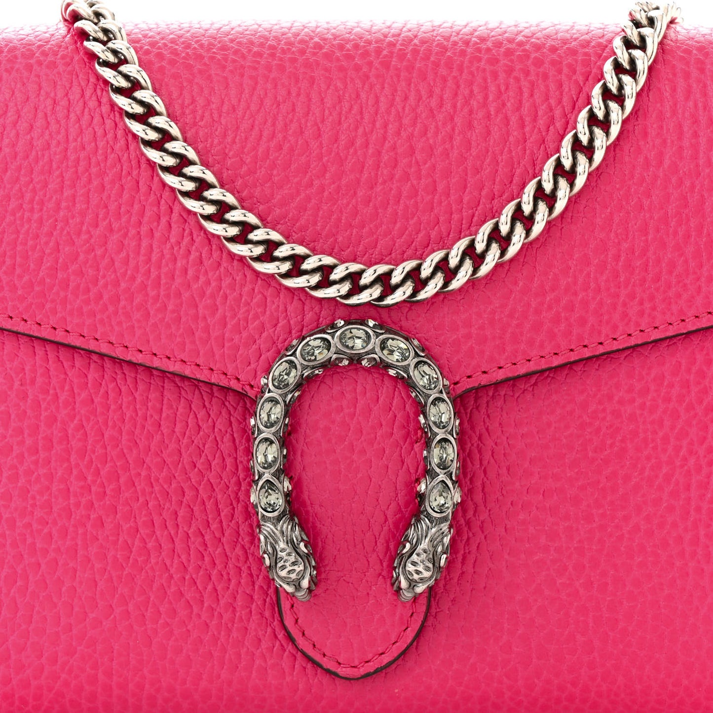 Dollar Calfskin Crystal Mini Dionysus Chain Wallet Box Pink