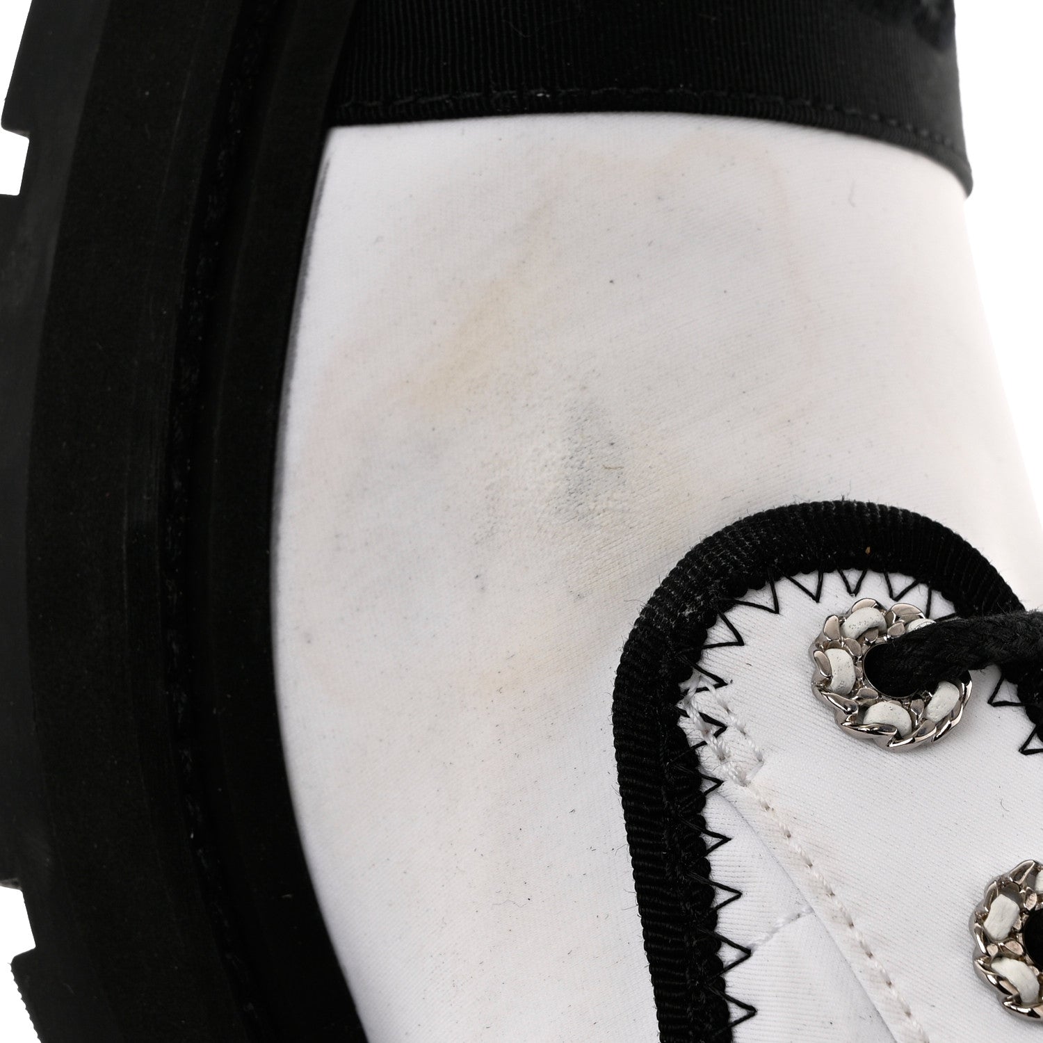 Chanel Fabric Grosgrain Quilted Cap Toe Lace Up Combat Boots 40 White Black 10 of 12