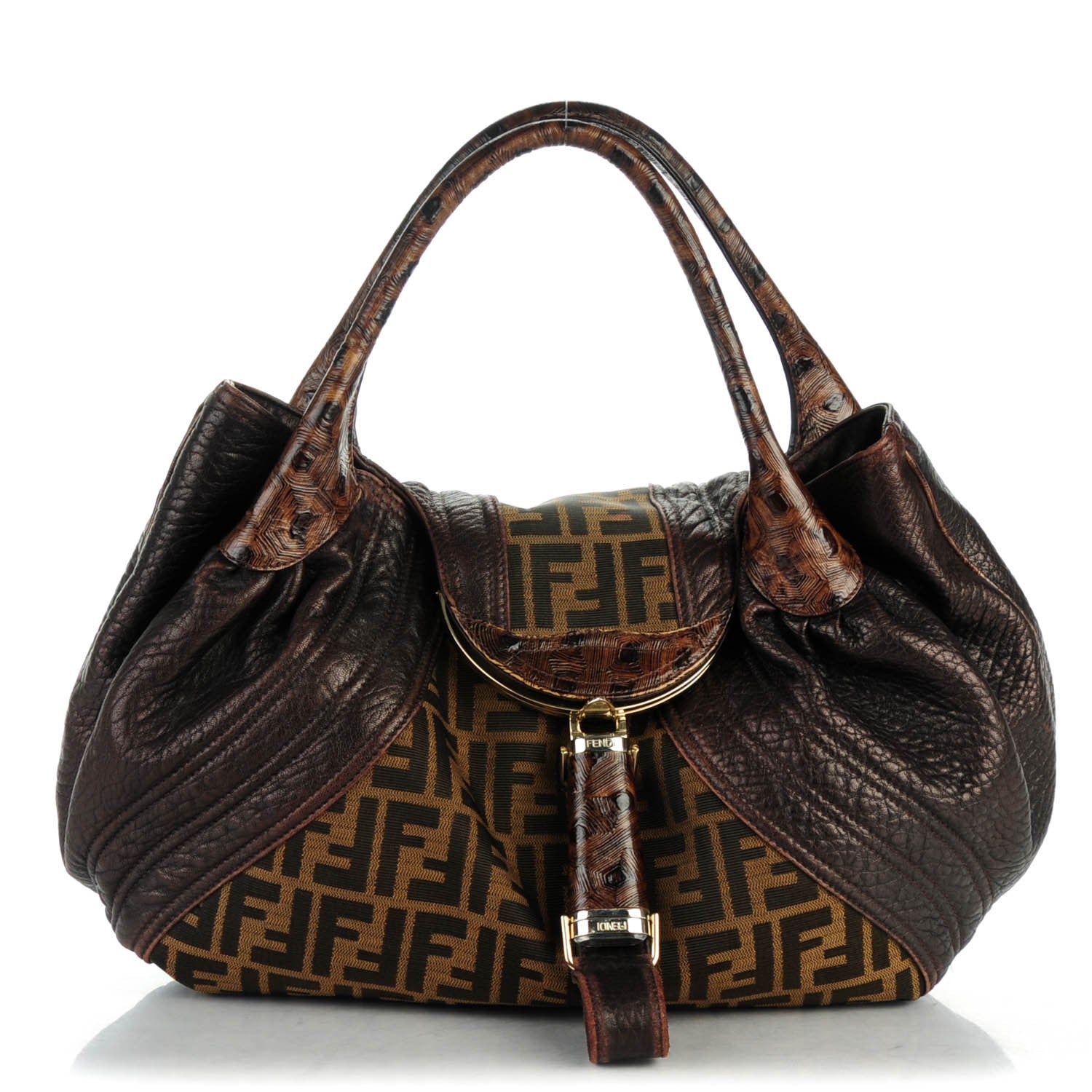 Fendi Zucca Nappa Nuvolata Vitello Tortuga Spy Tobacco Moro 1 of 8