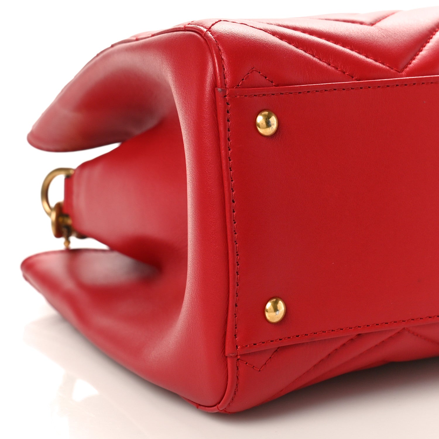 Gucci Calfskin Matelasse Small GG Marmont Tote Hibiscus Red 8 of 10