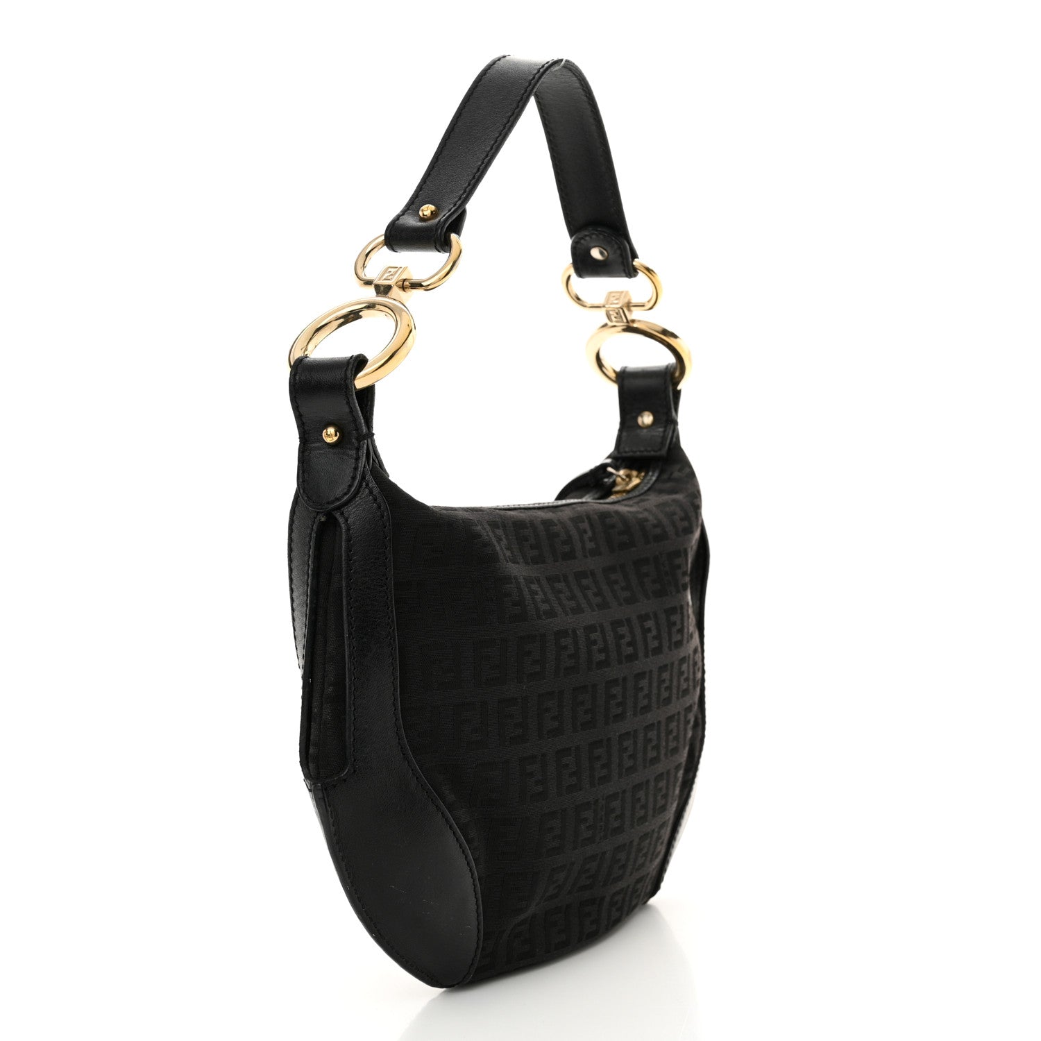 Fendi Zucchino Cuoio Chef Pocket Shoulder Bag Black 3 of 14