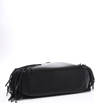 Saint Laurent Calfskin Fringe Monogram Shopping Tote Black 3 of 8