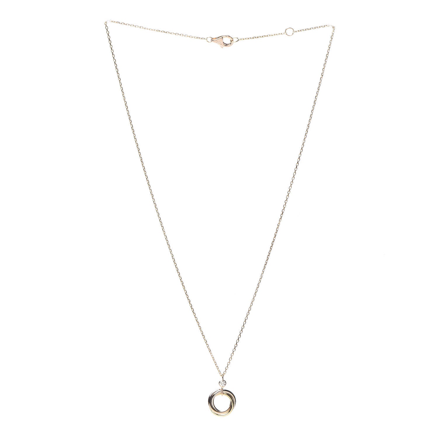 Cartier 18K Pink Yellow White Gold Diamond Trinity Pendant Necklace 3 of 5