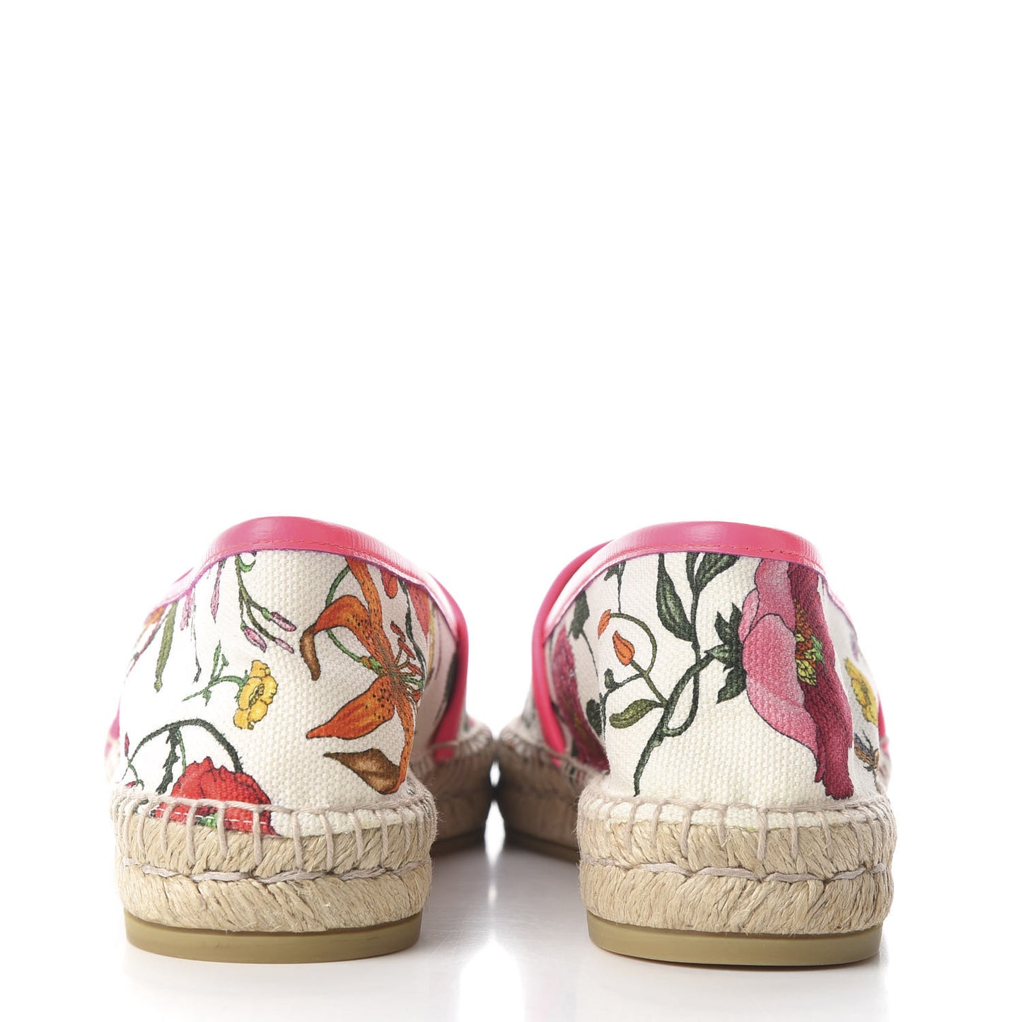 Canvas Flora Print Espadrilles 38.5 White Multicolor Fuxia