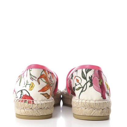 Gucci Canvas Flora Print Espadrilles 38.5 White Multicolor Fuxia 7 of 11