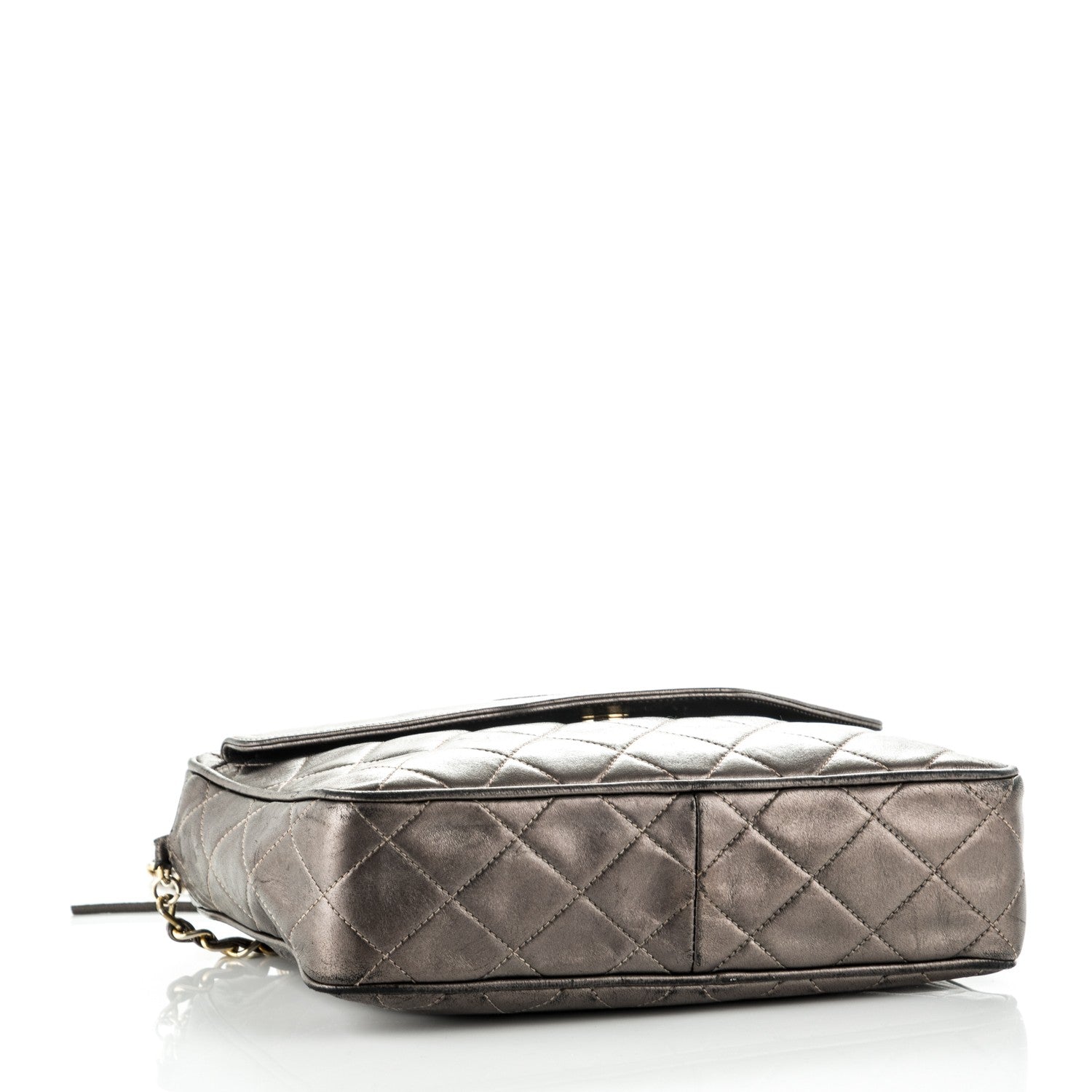 Chanel Metallic Lambskin Quilted Tassel Camera Case Dark Silver 4 of 9