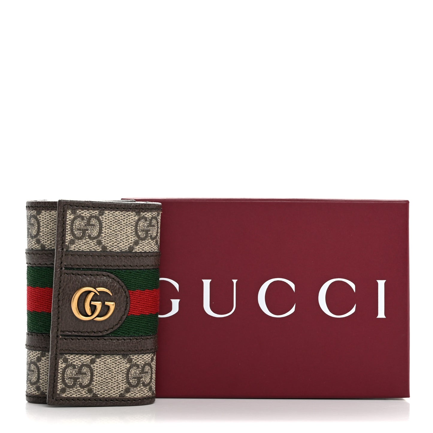 GG Supreme Monogram Web Ophidia 6 Key Holder Case Beige New Acero