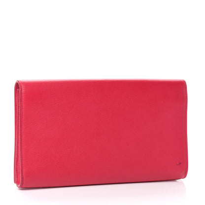 Saint Laurent Calfskin Monogram Large Belle De Jour Clutch Lipstick Fuchsia 3 of 8