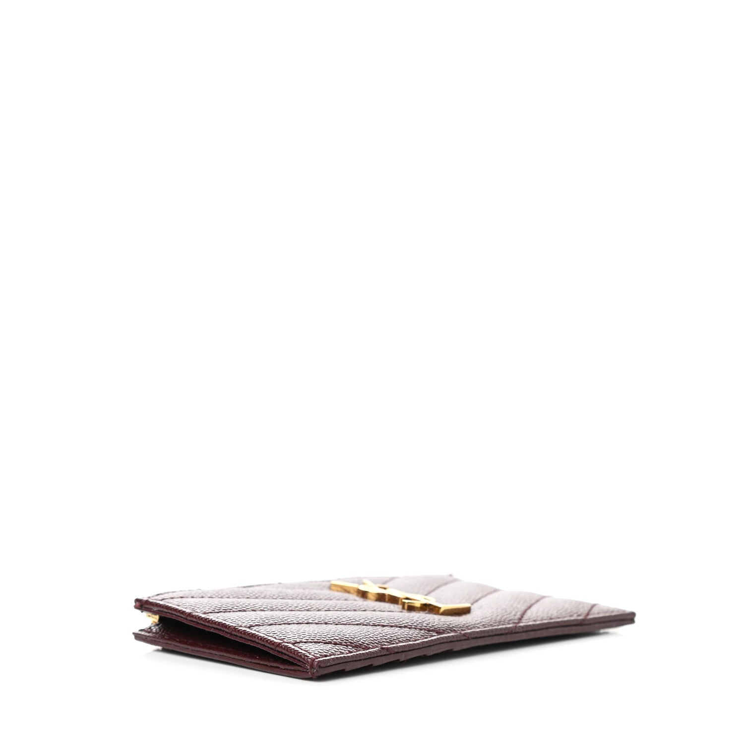 Saint Laurent Grain De Poudre Matelasse Chevron Monogram Fragments Zippered Card Case Rouge Legion 4 of 8