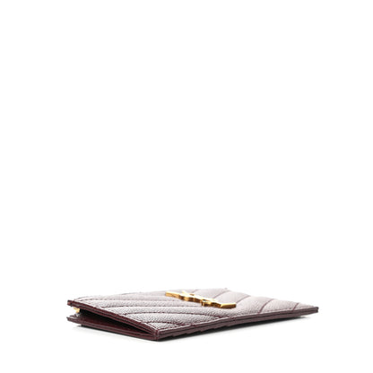 Saint Laurent Grain De Poudre Matelasse Chevron Monogram Fragments Zippered Card Case Rouge Legion 4 of 8